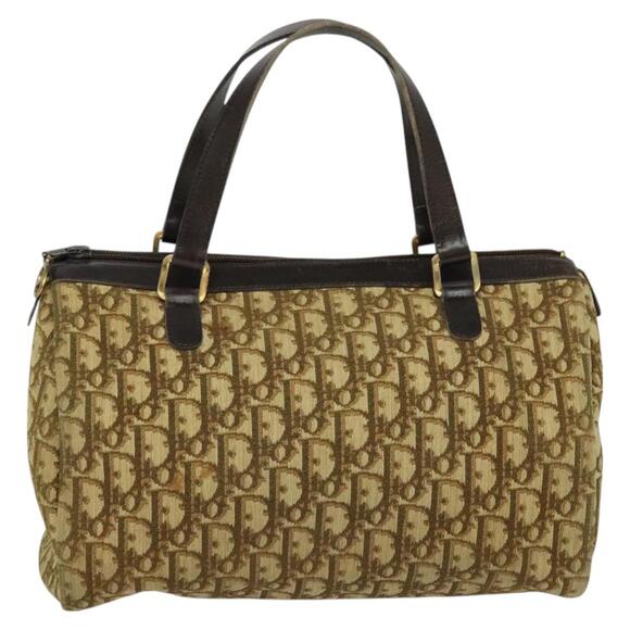 DIOR Trotter Canvas Boston Bag Brown Gold - Picture 2 of 12